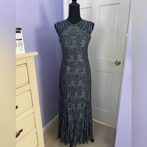 R&M Richards Grey Sequin Lace Gown